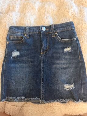 Joe's Jeans Girls Distressed Dark Blue Denim Skirt